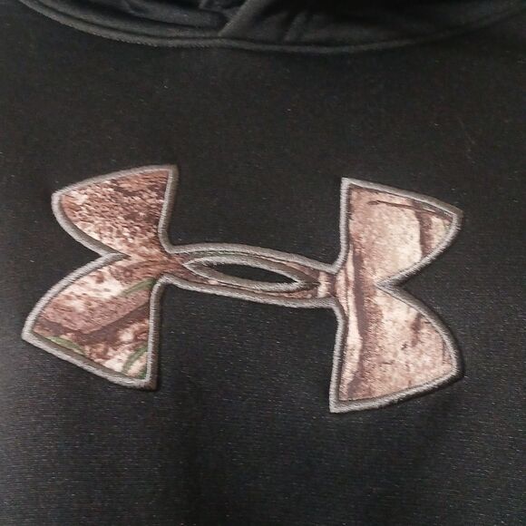 Under Armour Storm loose  black camo hooded sweatshirt sherpa lined Sz L EUC - Picture 4 of 9